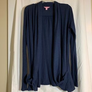 Lilly Pulitzer navy blue cotton slub open drape cardigan